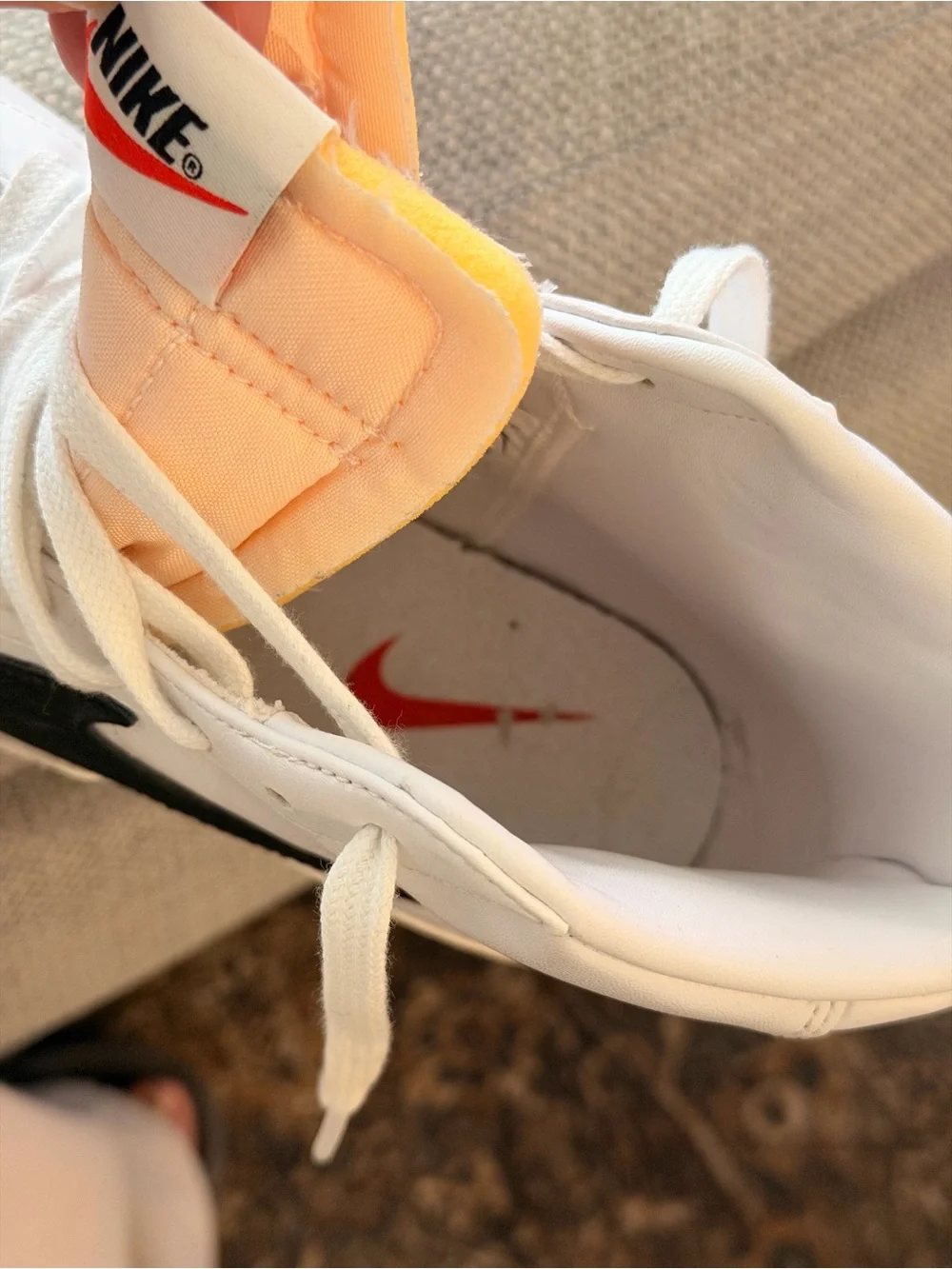 Nike High-Top Sneakers White with Black Swoosh